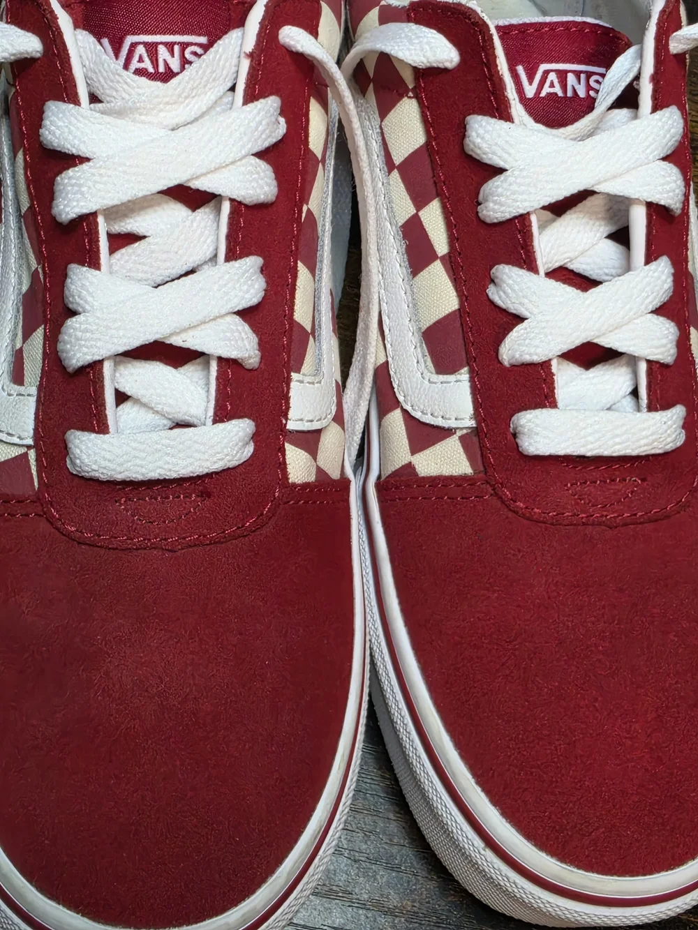 Vans Old School Red and White Checkerboard Sneakers